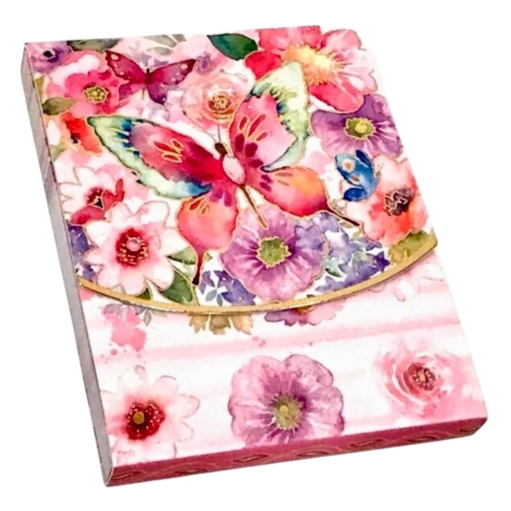 Punch Studio Butterfly Watercolor Garden Embellished Mini Notepad (66644)